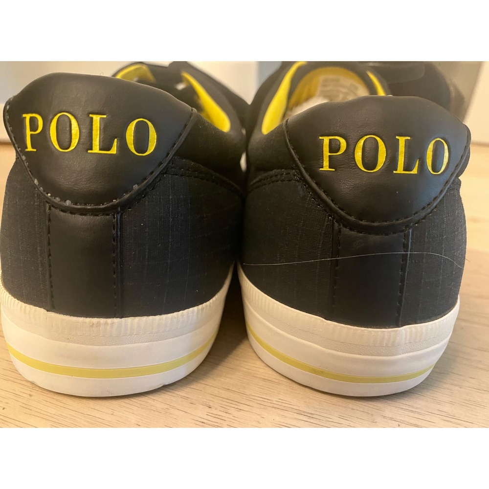 Polo Ralph Lauren Vaughn Ripstop Canvas Sneakers Black Yellow Men's 13D - Picture 5 of 8